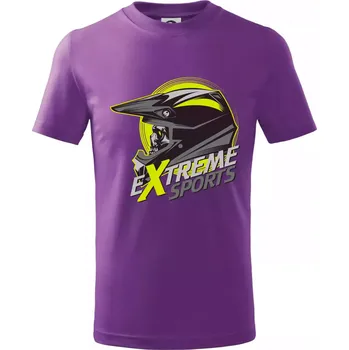 Chlapecké tričko Motocross extreme sports helma - Tričko dětské bavlněné - 98 cm / 2 roky ( Fialová )