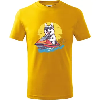 Chlapecké tričko Husky na vodním skútru - Tričko dětské bavlněné - 146 cm/10 let ( Žlutá )