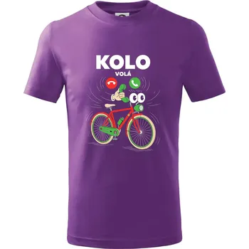 Karikatura kolo volá - Tričko dětské bavlněné - 104-110cm / 3-4 roky ( Fialová )