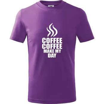 Chlapecké oblečení Coffee make my day - Tričko dětské bavlněné - 134 cm/8 let ( Fialová )