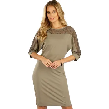 Dámské šaty Litex Dámské šaty s 3/4 rukávem 5E269 béžovošedá S