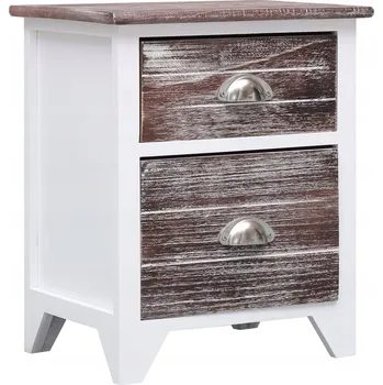 Noční stolek Noční stolek hnědo-bílý 38 x 28 x 45 cm, dřevěný