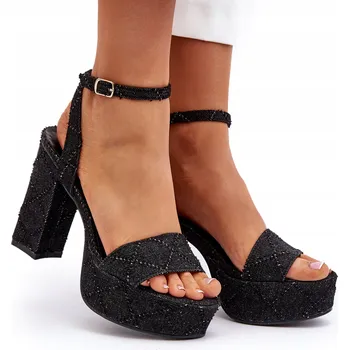 Dámské sandále Dámské sandály na sloupku, módní džínové černé, velikost 38