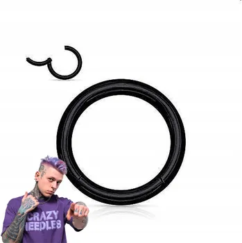 Náušnice Kroužek clicker černý do ucha nosu 1,0/10