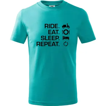 Ride Eat Sleep Repeat moto skútr - Tričko dětské bavlněné - 98 cm / 2 roky ( Emerald )
