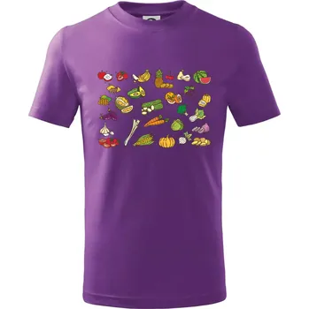 Ovoce a zelenina - Tričko dětské bavlněné - 122 cm/6 let ( Fialová )