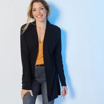 Dámský svetr Blancheporte Dlouhý kardigan bez zapínání černá 54