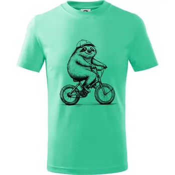 Chlapecké tričko Lenochod na kole - Tričko dětské bavlněné - 98 cm / 2 roky ( Mátová )