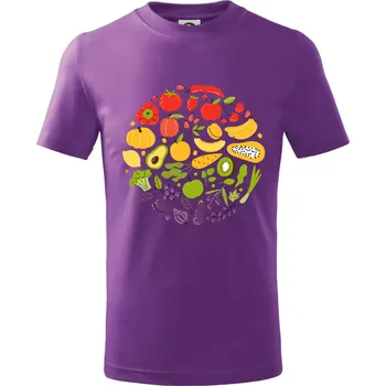 Zelenina v kruhu - Tričko dětské bavlněné - 122 cm/6 let ( Fialová )