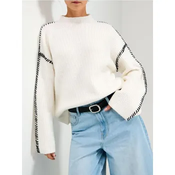 Dámský svetr Sinsay - Žebrovaný pletený svetr - bílá - 796HK-00X - 796HK-00X-M