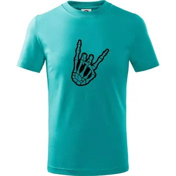 Chlapecké tričko Rock ruka - Tričko dětské bavlněné - 98 cm / 2 roky ( Emerald )