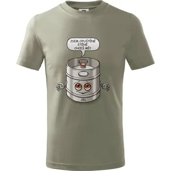 Chlapecké tričko Opuštěné štěně - sud (Hana-creative) - Tričko dětské bavlněné - 98 cm / 2 roky ( Light khaki )