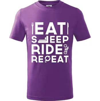 Eat sleep ride moto - Tričko dětské bavlněné - 98 cm / 2 roky ( Fialová )