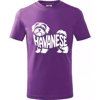 Havanese nápis v těle - Tričko dětské bavlněné - 122 cm/6 let ( Fialová )
