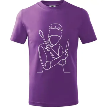 Kuchař jedním tahem - Tričko dětské bavlněné - 104-110cm / 3-4 roky ( Fialová )