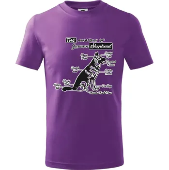 Německý ovčák - Anatomie - Tričko dětské bavlněné - 146 cm/10 let ( Fialová )