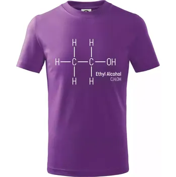 Molekulární struktura Ethanol - Tričko dětské bavlněné - 158 cm/12 let ( Fialová )