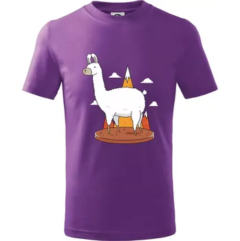 Alpaka kreslená - Tričko dětské bavlněné - 158 cm/12 let ( Fialová )