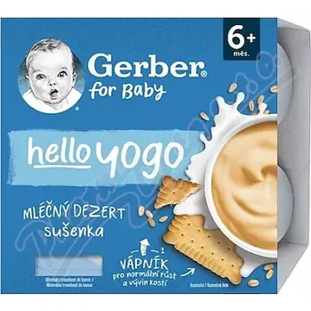 Kojenecká výživa Gerber Hello yogo ml.dezert sušenkový 4x100g 6M+