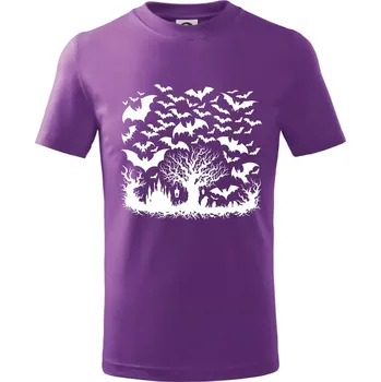 Strašidelný les - Tričko dětské bavlněné - 98 cm / 2 roky ( Fialová )
