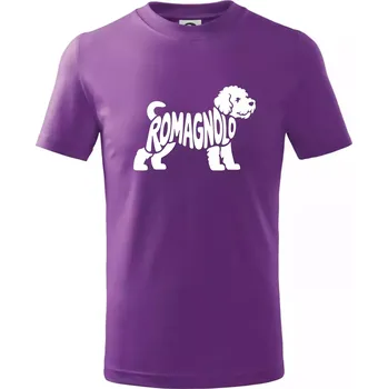 Romagnolo nápis v těle - Tričko dětské bavlněné - 104-110cm / 3-4 roky ( Fialová )