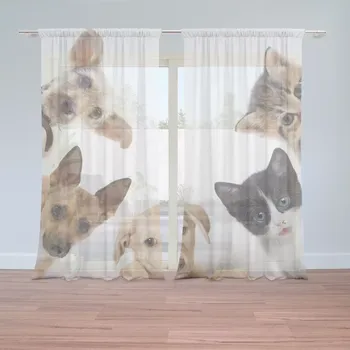 Záclona Sablio Záclony Štěňátka a koťátka: 2ks 150x250cm