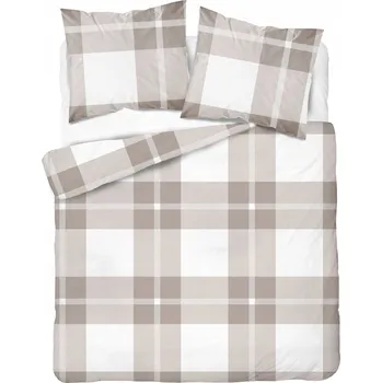 Povlečení Béžová elegantní kostkovaná Povlečení ložního prádla 220x200 bavlněný satén Detexpol