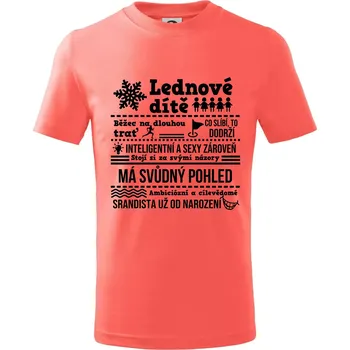 Chlapecké tričko Narozeniny leden - Tričko dětské bavlněné - 98 cm / 2 roky ( Korálová )