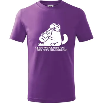 Chlapecké tričko Kdo víno pije a muzice platí - Tričko dětské bavlněné - 98 cm / 2 roky ( Fialová )