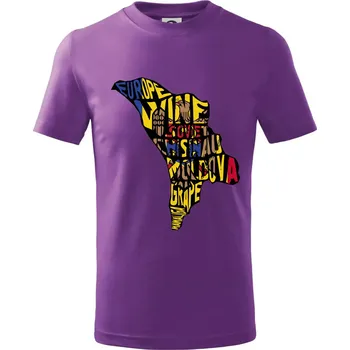 Mapy - názvy měst - Polsko - Tričko dětské bavlněné - 134 cm/8 let ( Fialová )