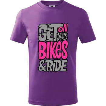 Get on your bikes - Tričko dětské bavlněné - 104-110cm / 3-4 roky ( Fialová )