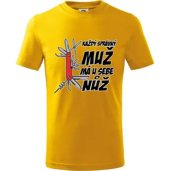 Každý správný muž, má u sebe nůž - Tričko dětské bavlněné - 98 cm / 2 roky ( Žlutá )