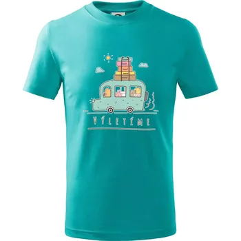 Chlapecké tričko Výletíme obytňák kreslený - Tričko dětské bavlněné - 98 cm / 2 roky ( Emerald )