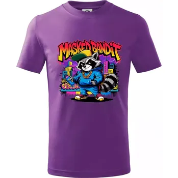 Chlapecké tričko Mýval - masked bandit grafitti - Tričko dětské bavlněné - 158 cm/12 let ( Fialová )