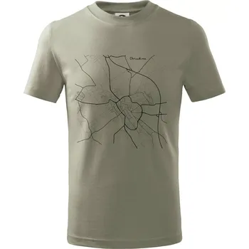 Černobílá mapa Chrudim - Tričko dětské bavlněné - 98 cm / 2 roky ( Light khaki )