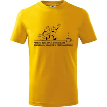 Chlapecké tričko Pondělí, den, kdy si mozek vezme dovolenou - Tričko dětské bavlněné - 146 cm/10 let ( Žlutá )