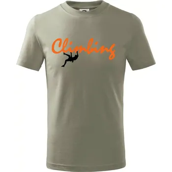 Chlapecké tričko Climbing psací text - Tričko dětské bavlněné - 98 cm / 2 roky ( Light khaki )