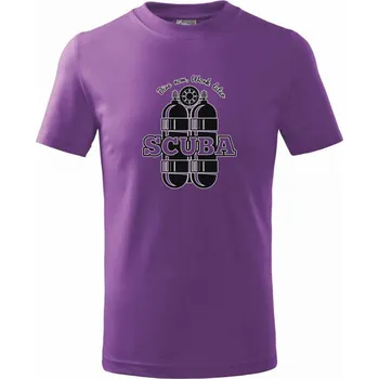 Dive now work later - Scuba - Tričko dětské bavlněné - 146 cm/10 let ( Fialová )