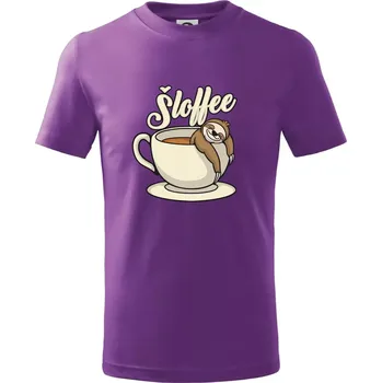 Šloffee - káva - Tričko dětské bavlněné - 98 cm / 2 roky ( Fialová )