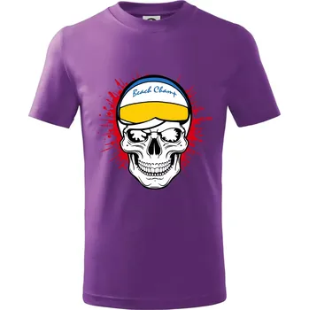 Beach volejbal lebka - Tričko dětské bavlněné - 134 cm/8 let ( Fialová )