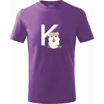 Křeček - písmeno - Tričko dětské bavlněné - 146 cm/10 let ( Fialová )