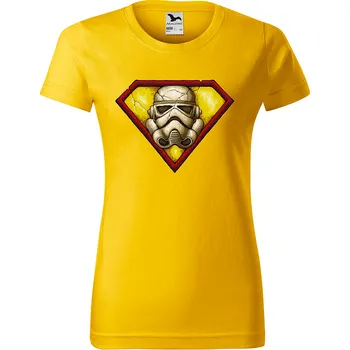 Dámské tričko levne-damske-bavlnene-tricko-potisk-Superman-Stormtrooper Velikost dámská trička Basic: XL šířka 56, délka 67, Odstín dámské tričko Basic: Žluté