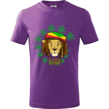 Rasta Lion - Tričko dětské bavlněné - 104-110cm / 3-4 roky ( Fialová )