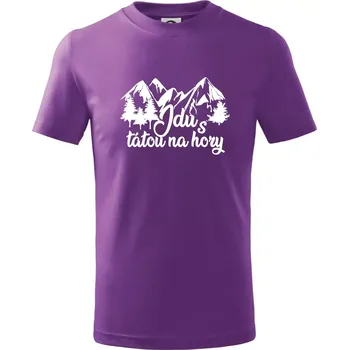 Jdu s tátou na hory - Tričko dětské bavlněné - 146 cm/10 let ( Fialová )