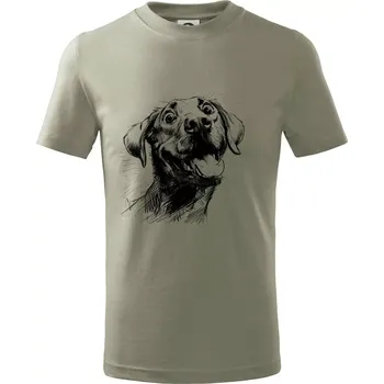 Černobílá karikatura Labrador světlý - Tričko dětské bavlněné - 98 cm / 2 roky ( Light khaki )