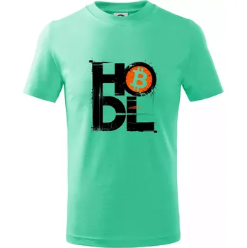 Hodl velký nápis a logo BTC - Tričko dětské bavlněné - 98 cm / 2 roky ( Mátová )