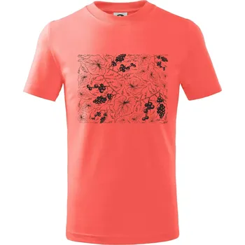 Chlapecké tričko Vinné listy tapeta - Tričko dětské bavlněné - 98 cm / 2 roky ( Korálová )