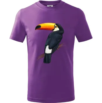 Chlapecké tričko Tukan kreslený - Tričko dětské bavlněné - 104-110cm / 3-4 roky ( Fialová )