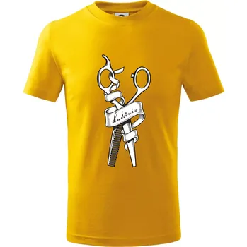 Chlapecké tričko Kadeřnice nůžky a hřeben - Tričko dětské bavlněné - 98 cm / 2 roky ( Žlutá )