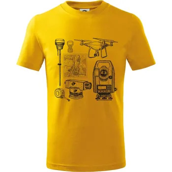 Chlapecké tričko Geodet teodolit dron - Tričko dětské bavlněné - 122 cm/6 let ( Žlutá )